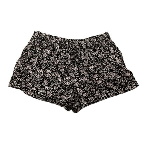 Loft Black Floral Linen Blend Mini Shorts Size Large - Picture 3 of 8